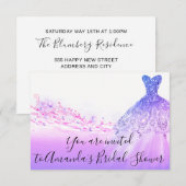 Brautparty Rosa Lila Glitzer Weiß Einladung (Vorne/Hinten)