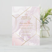 Brautparty | Rosa Lila Marmorwirbel Einladung (Stehend Vorderseite)