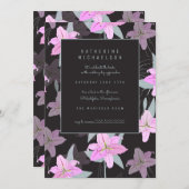 Brautparty | Rosa Lilie Einladung (Vorne/Hinten)