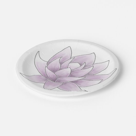 Brautparty Rosa Lotus Pappteller (Schrägansicht)