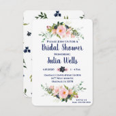Brautparty Rosa Navy Floral Einladungen Chic (Vorne/Hinten)