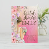 Brautparty-Rosa-Orange-Aquarell-Typografie Einladung (Stehend Vorderseite)