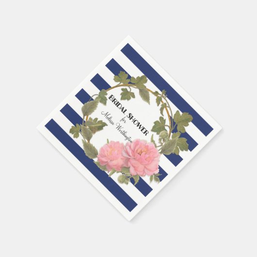 Brautparty Rosa Peony Blume Streifen Serviette (Ecke)