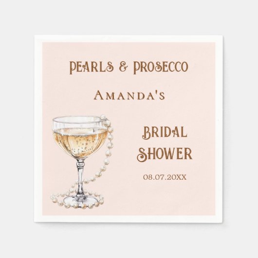 Brautparty Rosa Perlen Serviette (Vorderseite)