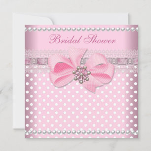 Brautparty Rosa Punkt Perlen-Spitze Hochzeit Einladung