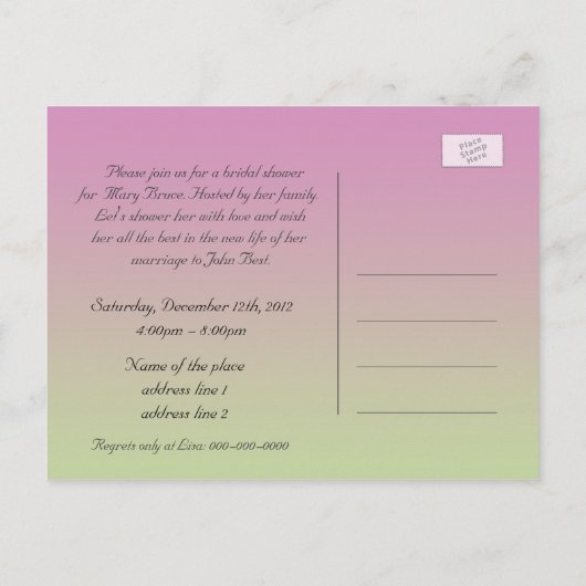 Brautparty, rosa Rhododendron Blume Einladungspostkarte (Rückseite)