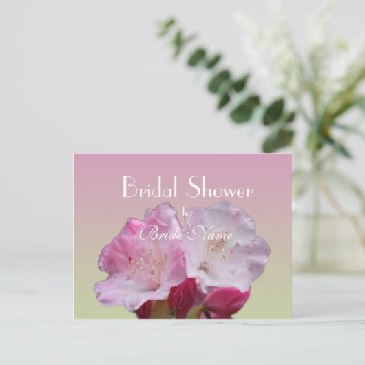 Brautparty, rosa Rhododendron Blume Einladungspostkarte (Stehend Vorderseite)