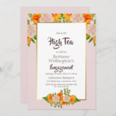 Brautparty Rosa Rosa Blumenstrauß Tee Einladung (Vorne/Hinten)