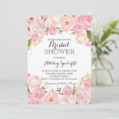 Brautparty Rosa Rosa Blüte Einladung (Stehend Vorderseite)