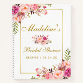 Brautparty Rosa Rosa Blütenblättrige Goldrezeptur Notizblock (Vorderseite)
