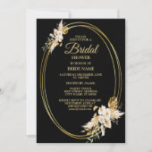 Brautparty Rosa Rosa Blütenschwarz Einladung (Vorderseite)