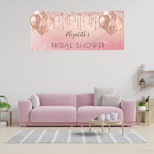 Brautparty Rosa Rosa Glitzer Ballons Banner