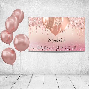 Brautparty Rosa Rosa Glitzer Mädchen Ballons Banner