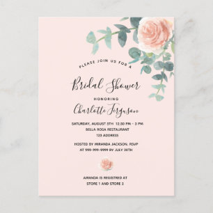Brautparty Rosa Rosa Goldflorchen Postkarte