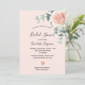 Brautparty Rosa Rosa Goldgrün Einladung (Stehend Vorderseite)