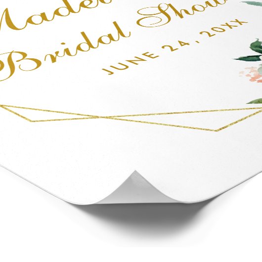 Brautparty Rosa Rosa Rosa Goldrahmen Herzlich will Poster (Ecke)