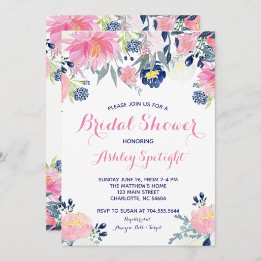 Brautparty Rosa Rosa Rosa Seefahrer Einladung (Vorne/Hinten)