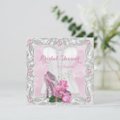 Brautparty Rosa Rose High Heels Spitzen Glam Einladung (Stehend Vorderseite)