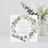 Brautparty Rosa Rustikale Weinkultur und Erde Oliv Einladung (Stehend Vorderseite)