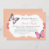 Brautparty, rosa Schmetterlinge Einladung (Vorne/Hinten)