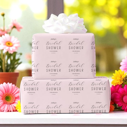 Brautparty Rosa Schwarz Skript Chic Geschenkpapier