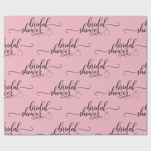 BRAUTPARTY-rosa schwarze RING-Skriptkalligraphie Geschenkpapier (Flach)