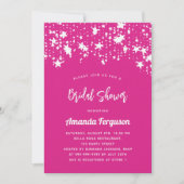 Brautparty Rosa Sterne Luxus Einladung (Vorderseite)