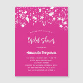 Brautparty Rosa Sterne Luxus Magneteinladung (Vorderseite)