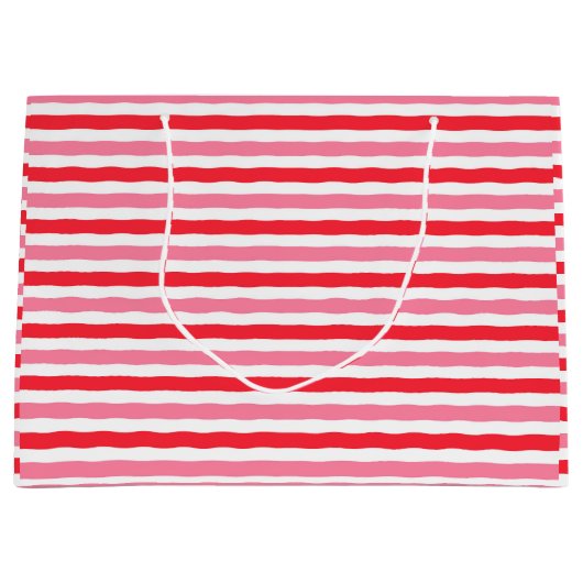 Brautparty Rosa Streifen Große Geschenktüte (Vorderseite)