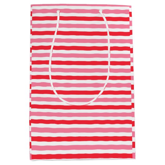 Brautparty Rosa Streifen Mittlere Geschenktüte (Vorderseite)