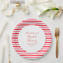 Brautparty Rosa Streifen Pappteller