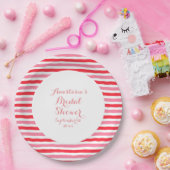 Brautparty Rosa Streifen Pappteller (Party)