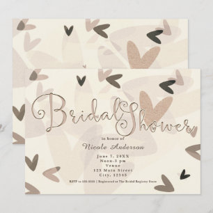 Brautparty Rosa & Taupe Herzen Chic Einladungen