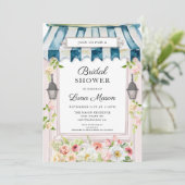 Brautparty Rosa und Blauer Blumengarten Einladung (Stehend Vorderseite)