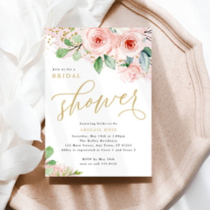 Brautparty, Rosa und Gold Blume Einladung