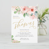 Brautparty, Rosa und Gold Blume Einladung