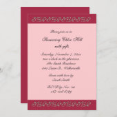 Brautparty Rosa und Perlen Einladung (Vorne/Hinten)