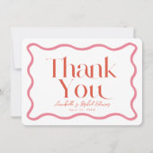 Brautparty Rosa und Rot Wavy Frame Vielen Dank Mitteilungskarte (Vorderseite)