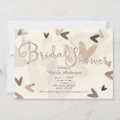 Brautparty Rosa und Taupe Herz Chic Einladungen (Vorderseite)