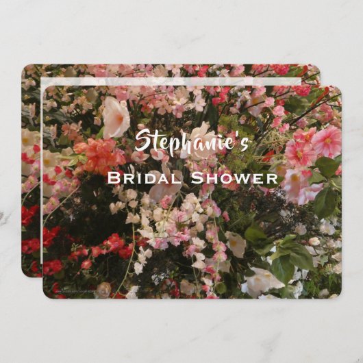 Brautparty Rosa und weiße Blume Name Einladung (Vorne/Hinten)