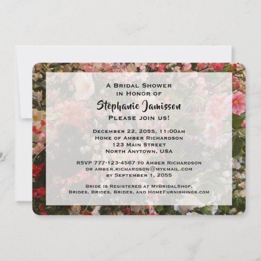 Brautparty Rosa und weiße Blume Name Einladung (Rückseite)