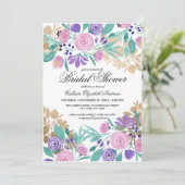 Brautparty: Rosa Violett Einladung (Stehend Vorderseite)