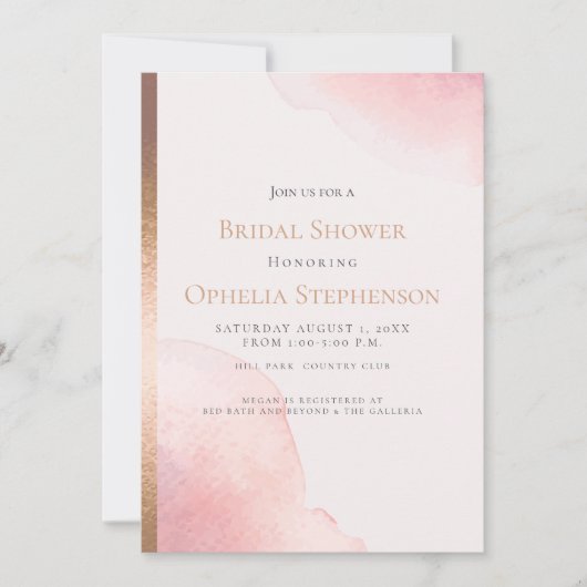 Brautparty | Rosa Wasserfarbenwaschmittel Ankündigung (Vorderseite)