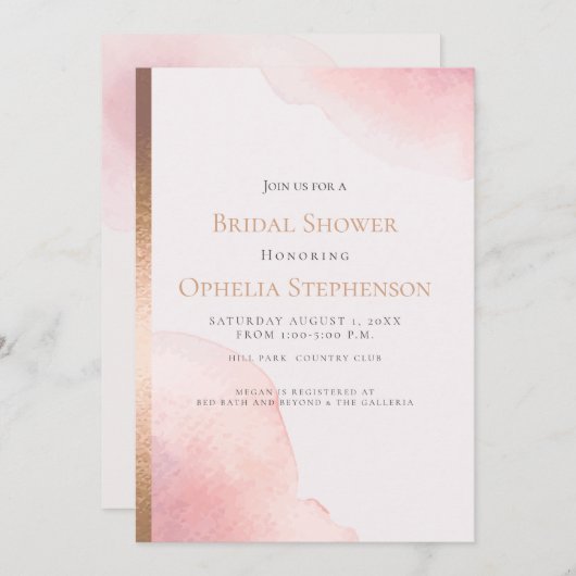 Brautparty | Rosa Wasserfarbenwaschmittel Ankündigung (Vorne/Hinten)