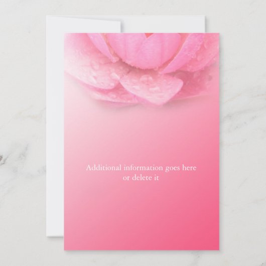 Brautparty, rosa Wasserlilie Einladung (Rückseite)