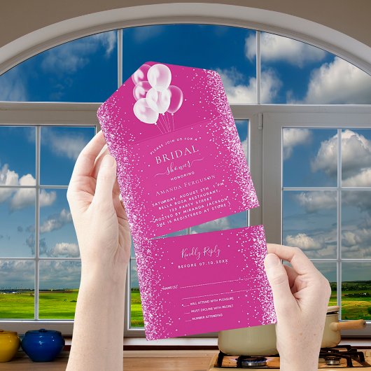 Brautparty Rosa Weißballons Konfetti UAWG All In One Einladung