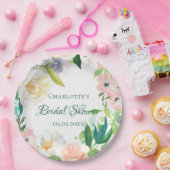 Brautparty Rosa weiße Blumen Pappteller (Party)