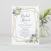 Brautparty Rose Blau Einladung (Stehend Vorderseite)