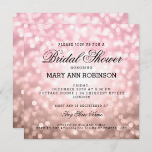 Brautparty-Rose erröten rosa Glitzer-Lichter Einladung