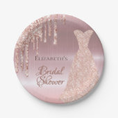 Brautparty Rose Glitzer Tropfen Pappteller (Vorderseite)